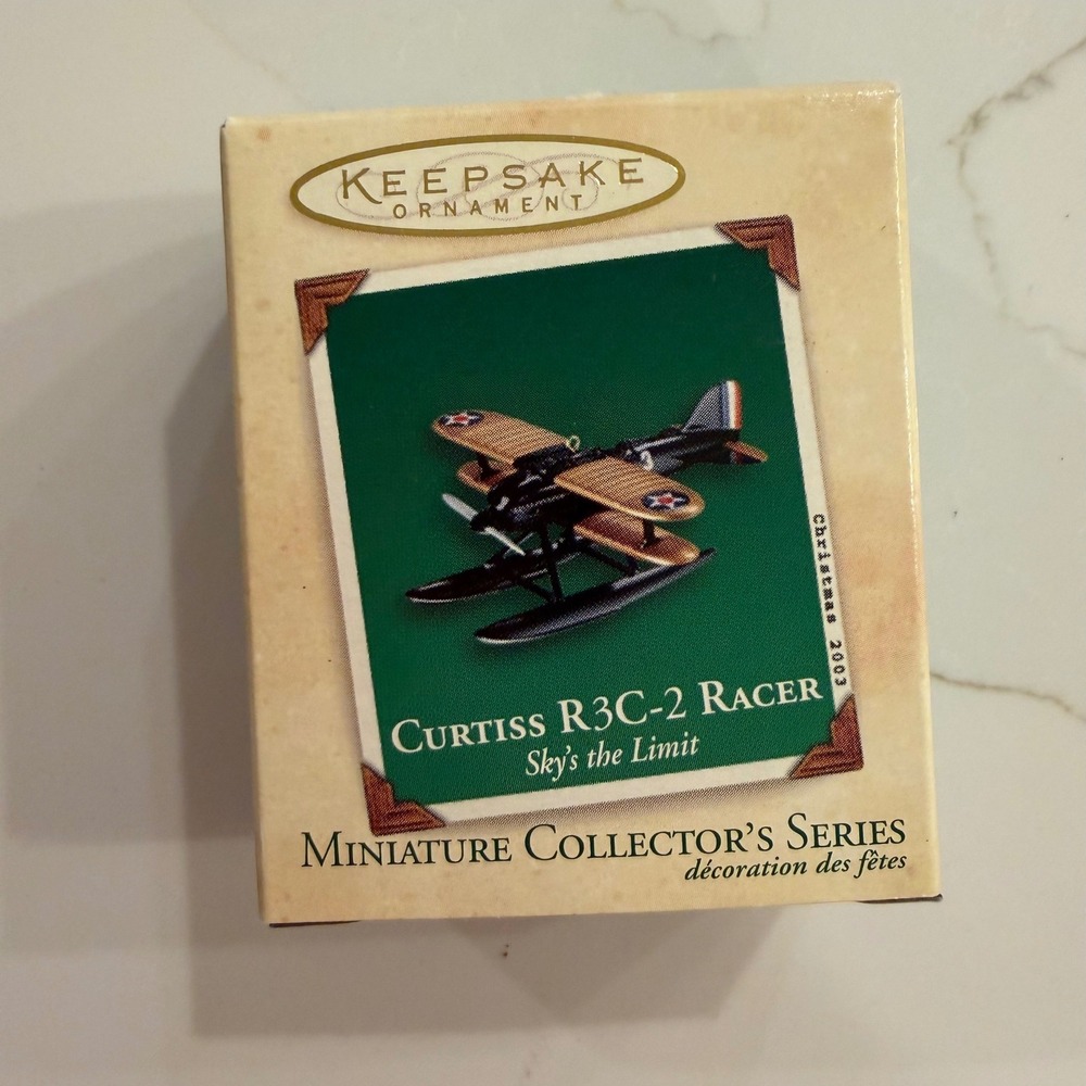 Hallmark Keepsake 2003 Curtiss R3C-2 Racer Miniature Biplane Ornament QXM4877